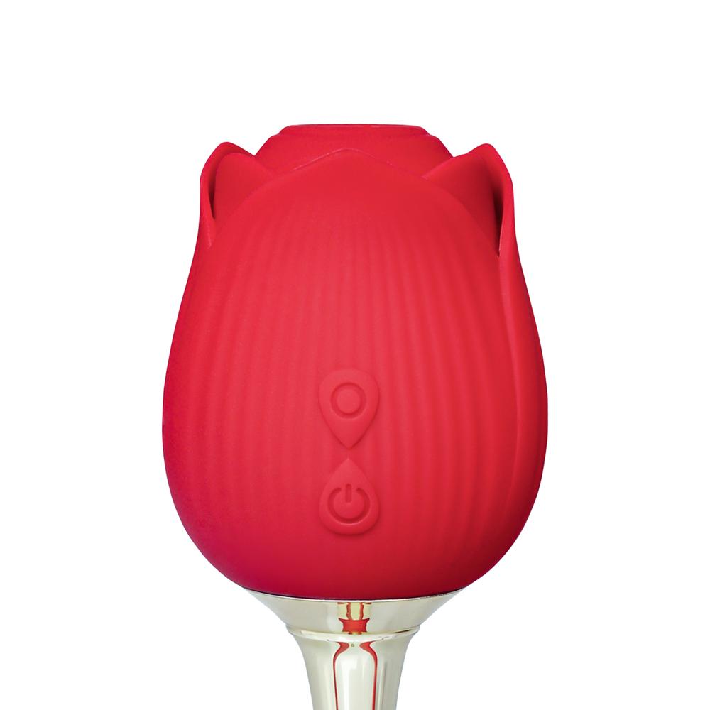 10-Speed Red Color Silicone Clitoral Rose Vibrator with Butterfly