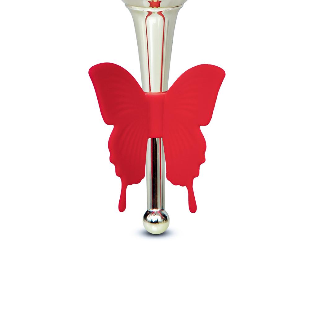 10-Speed Red Color Silicone Clitoral Rose Vibrator with Butterfly