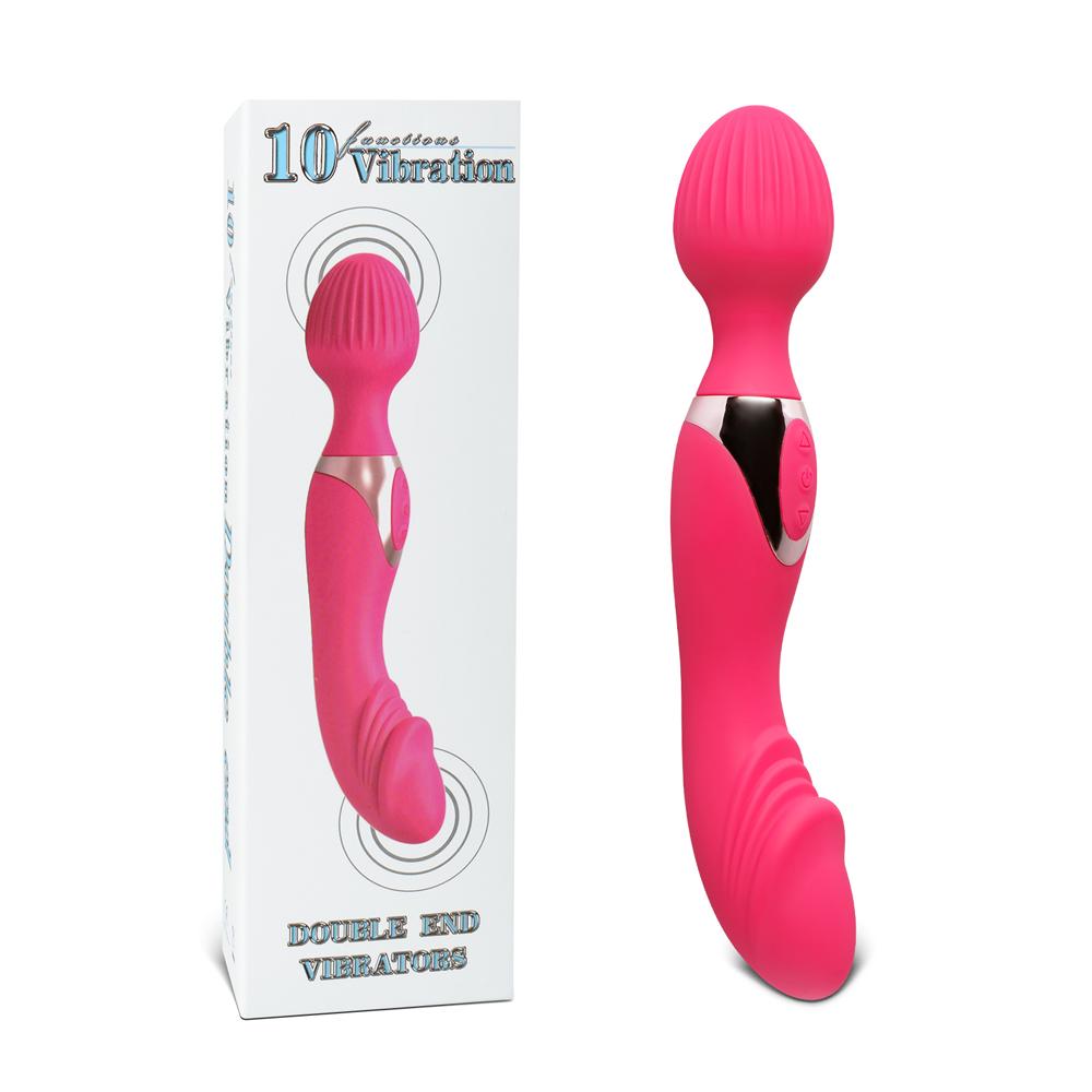 10-Speed Red Color Silicone Double Ended Wand Massager