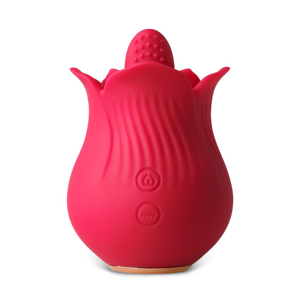 10-Speed Red Color Silicone Rose Sex Toy with Tongue