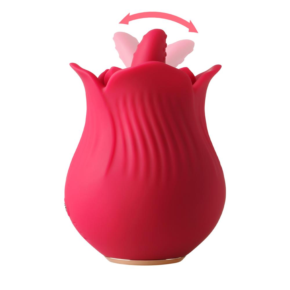 10-Speed Red Color Silicone Rose Sex Toy with Tongue