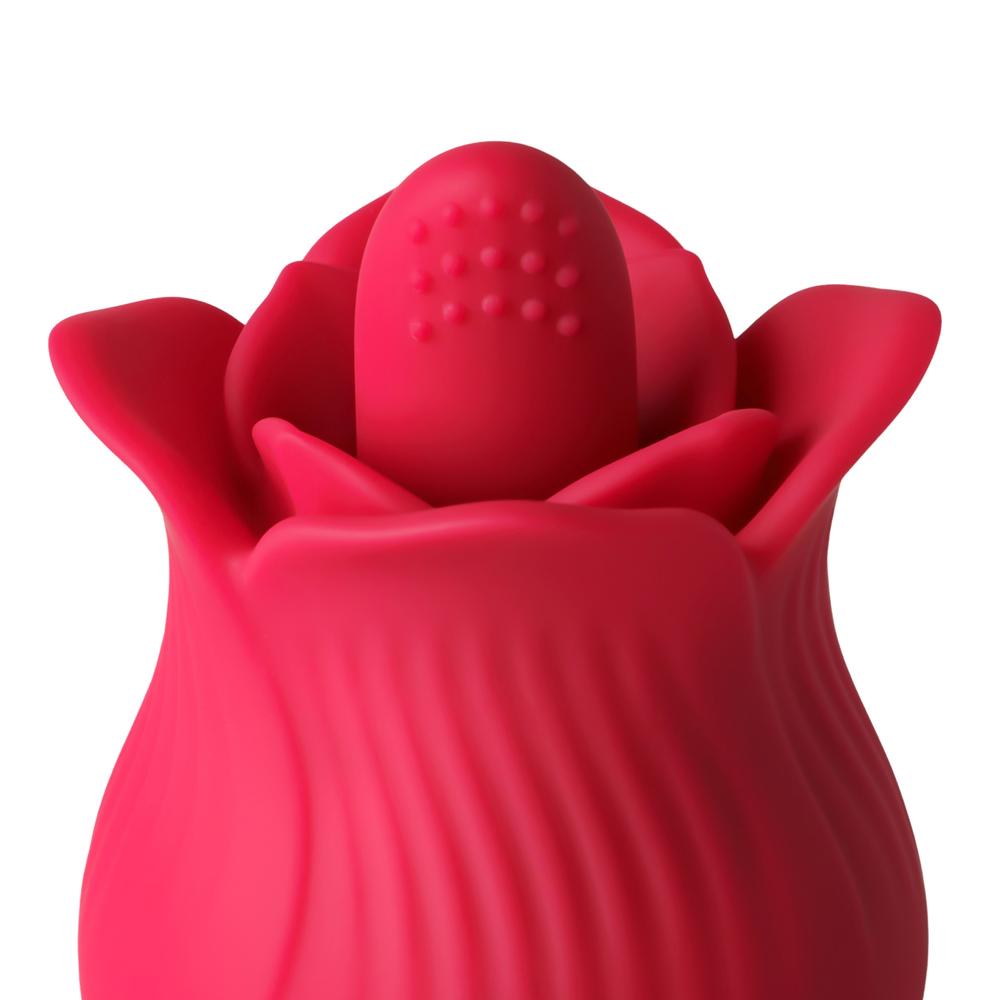 10-Speed Red Color Silicone Rose Sex Toy with Tongue