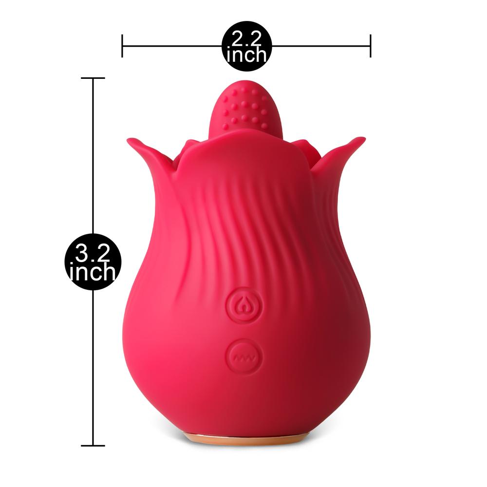 10-Speed Red Color Silicone Rose Sex Toy with Tongue