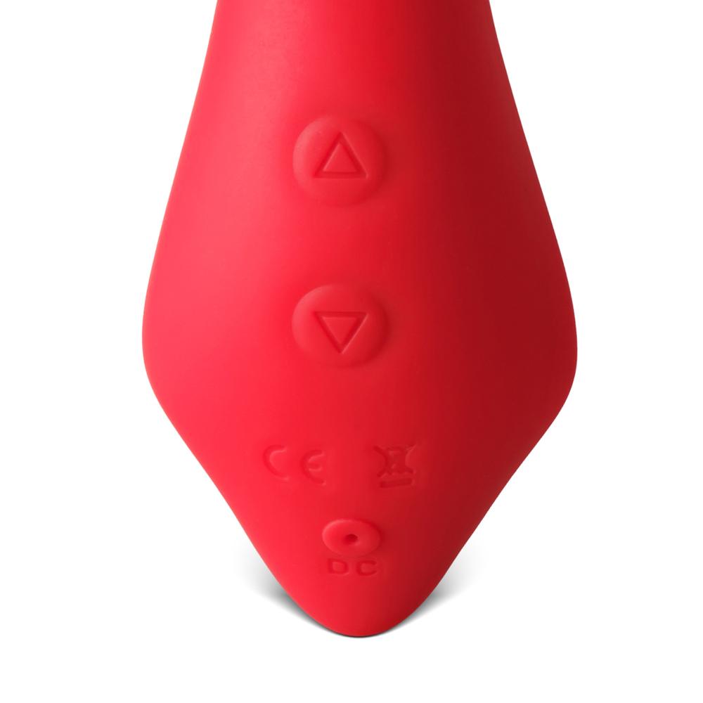 11-Speed Red Vibrator with App Control, Waterproof, USB Rechargeable, 7.88" Length, 5.12" Insertable