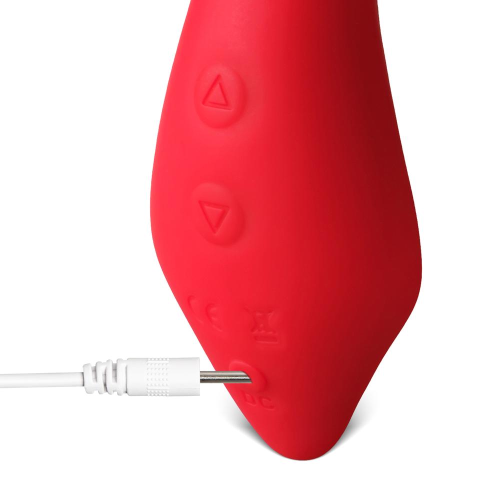 11-Speed Red Vibrator with App Control, Waterproof, USB Rechargeable, 7.88" Length, 5.12" Insertable