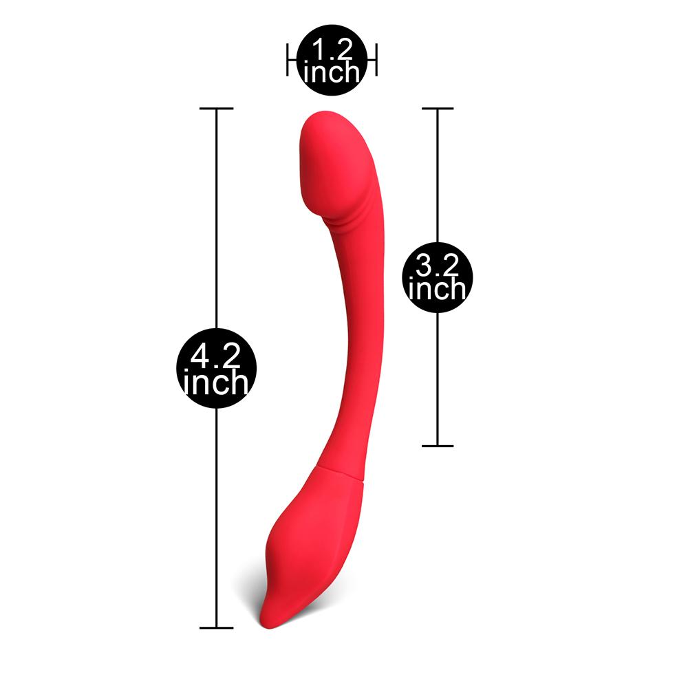 11-Speed Red Vibrator with App Control, Waterproof, USB Rechargeable, 7.88" Length, 5.12" Insertable