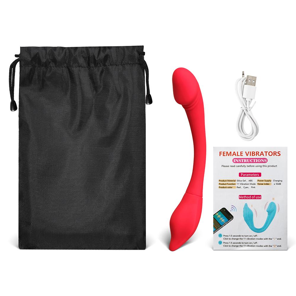 11-Speed Red Vibrator with App Control, Waterproof, USB Rechargeable, 7.88" Length, 5.12" Insertable