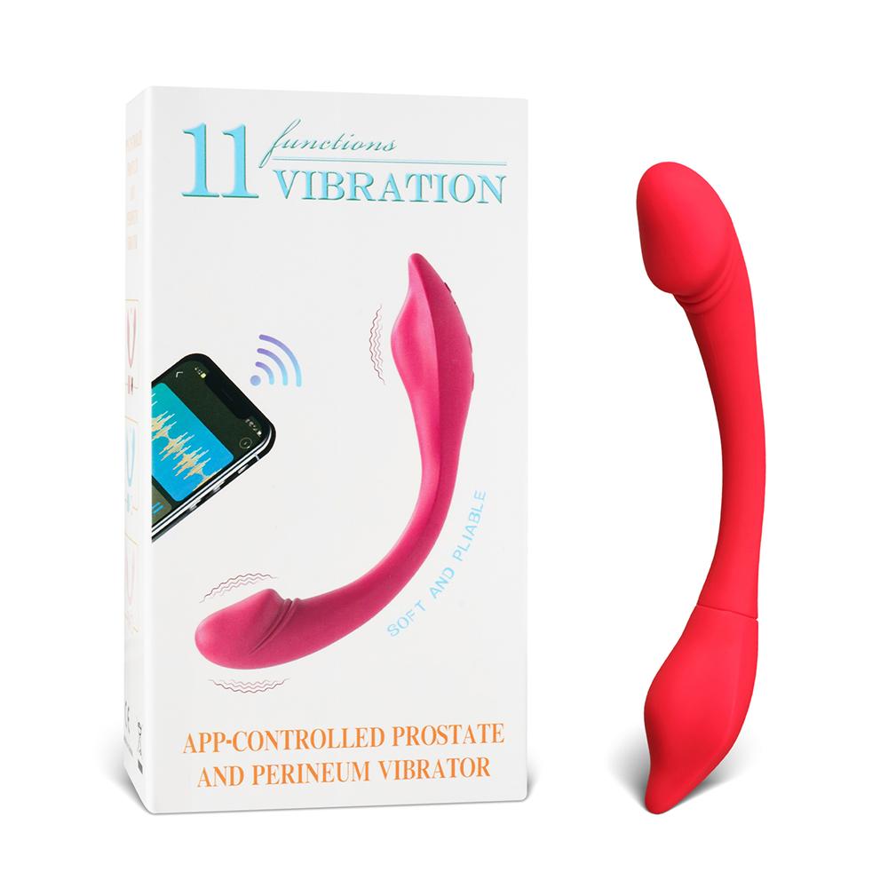 11-Speed Red Vibrator with App Control, Waterproof, USB Rechargeable, 7.88" Length, 5.12" Insertable