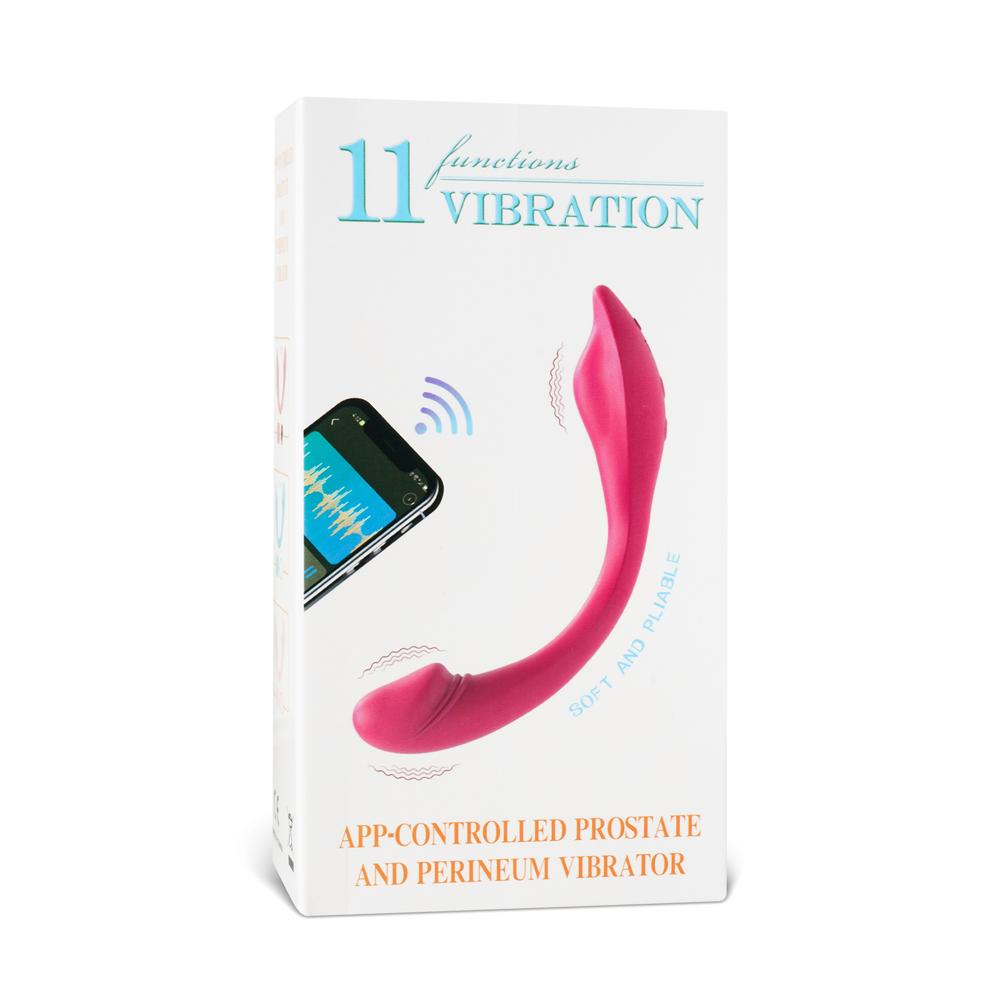 11-Speed Red Vibrator with App Control, Waterproof, USB Rechargeable, 7.88" Length, 5.12" Insertable