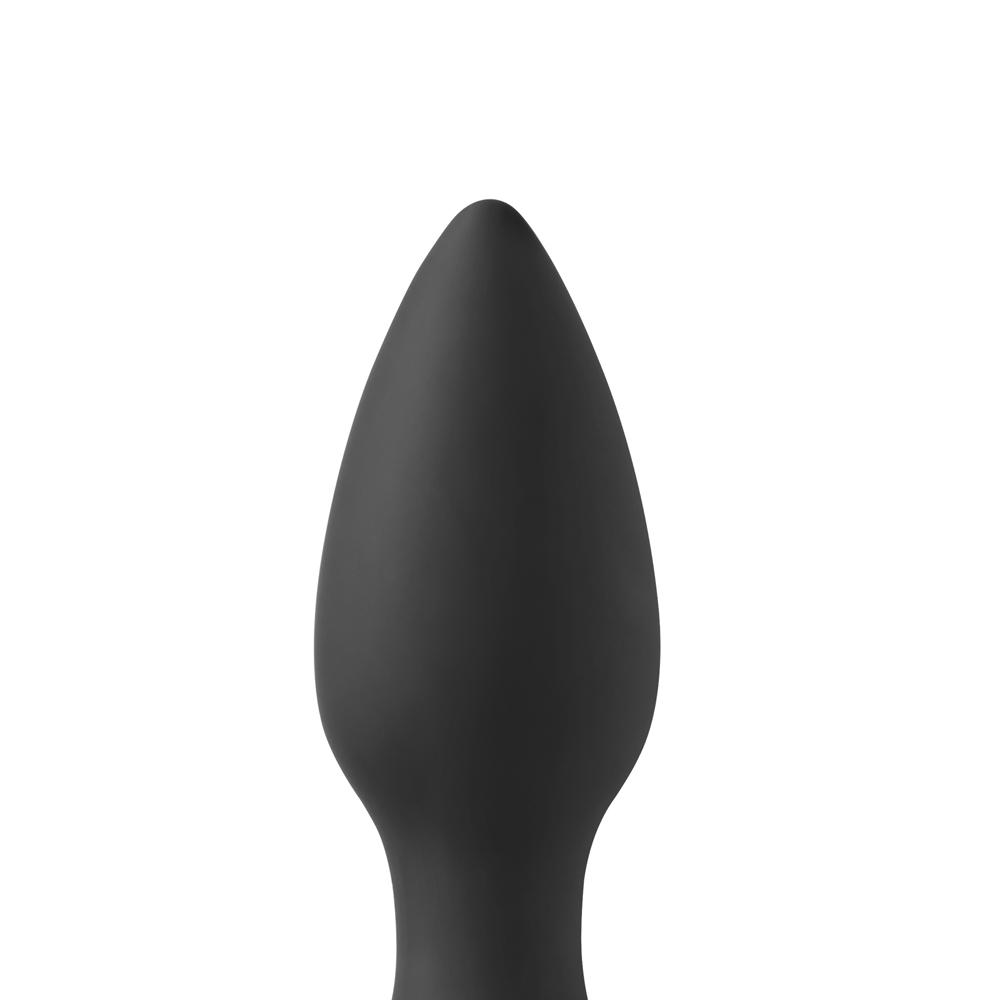 10-Speed Remote Control Black Silicone Vibrating Anal Plug with Rose Base