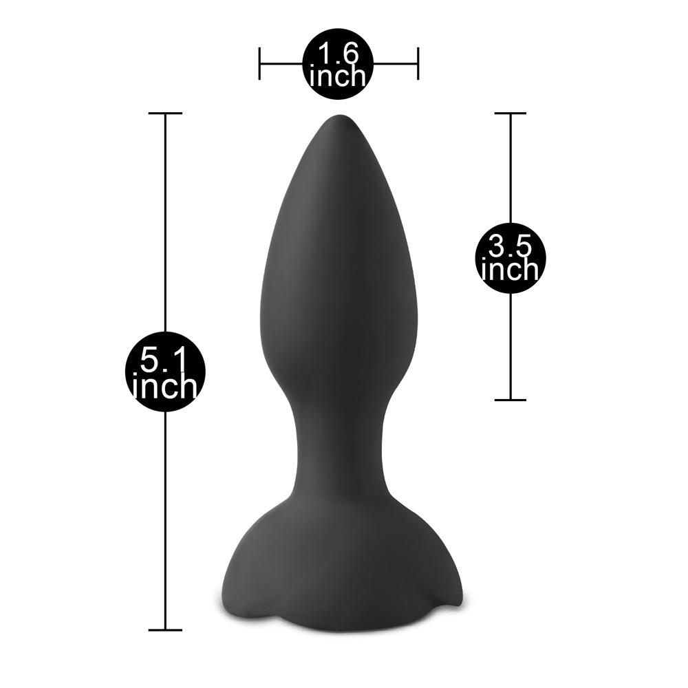 10-Speed Remote Control Black Silicone Vibrating Anal Plug with Rose Base