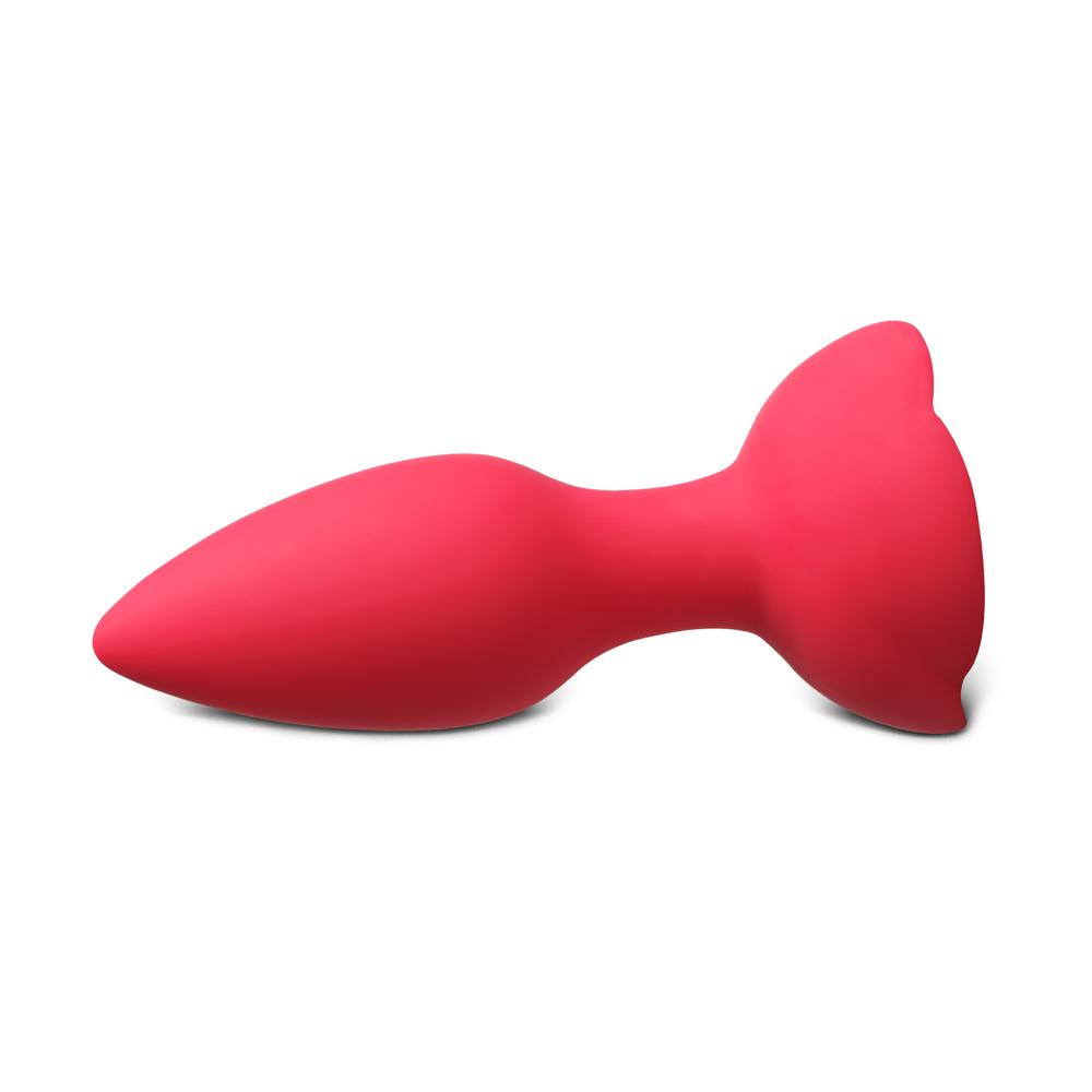 10-Speed Remote Control Red Silicone Vibrating Anal Plug with Rose Base