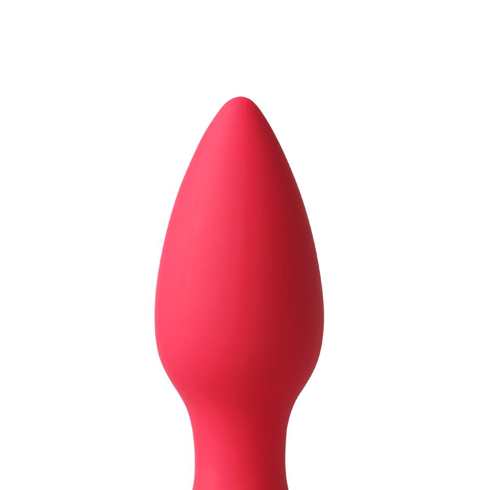 10-Speed Remote Control Red Silicone Vibrating Anal Plug with Rose Base