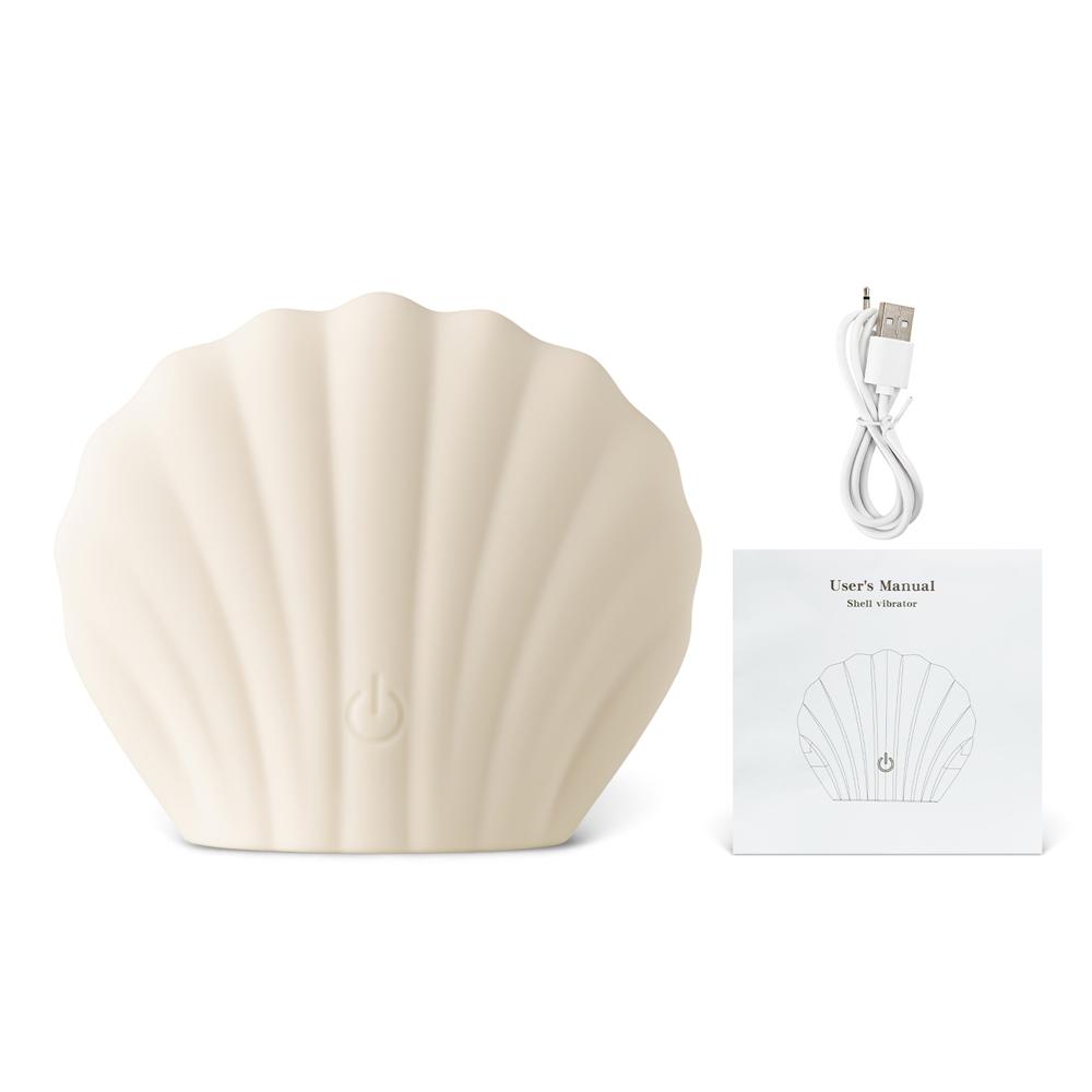 10-Speed Shell Shape White Silicone Rechargeable Vibrating Massager