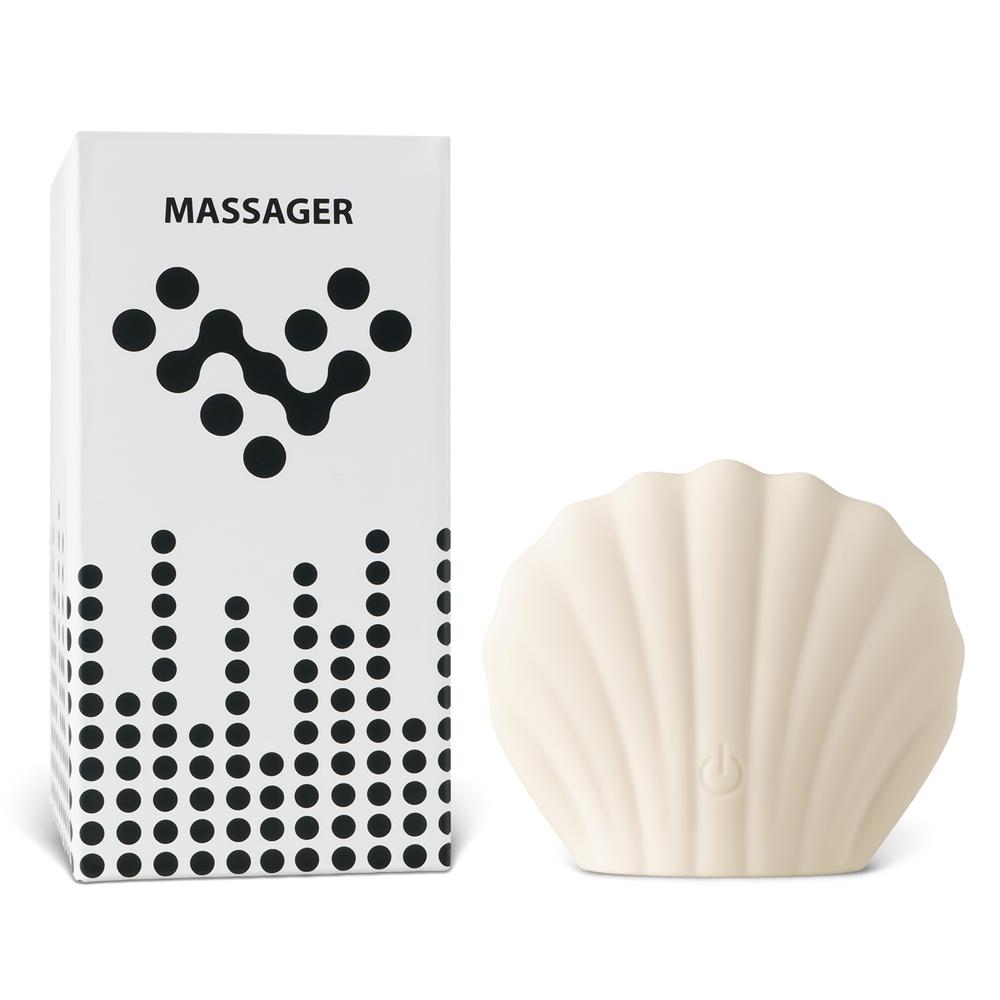 10-Speed Shell Shape White Silicone Rechargeable Vibrating Massager