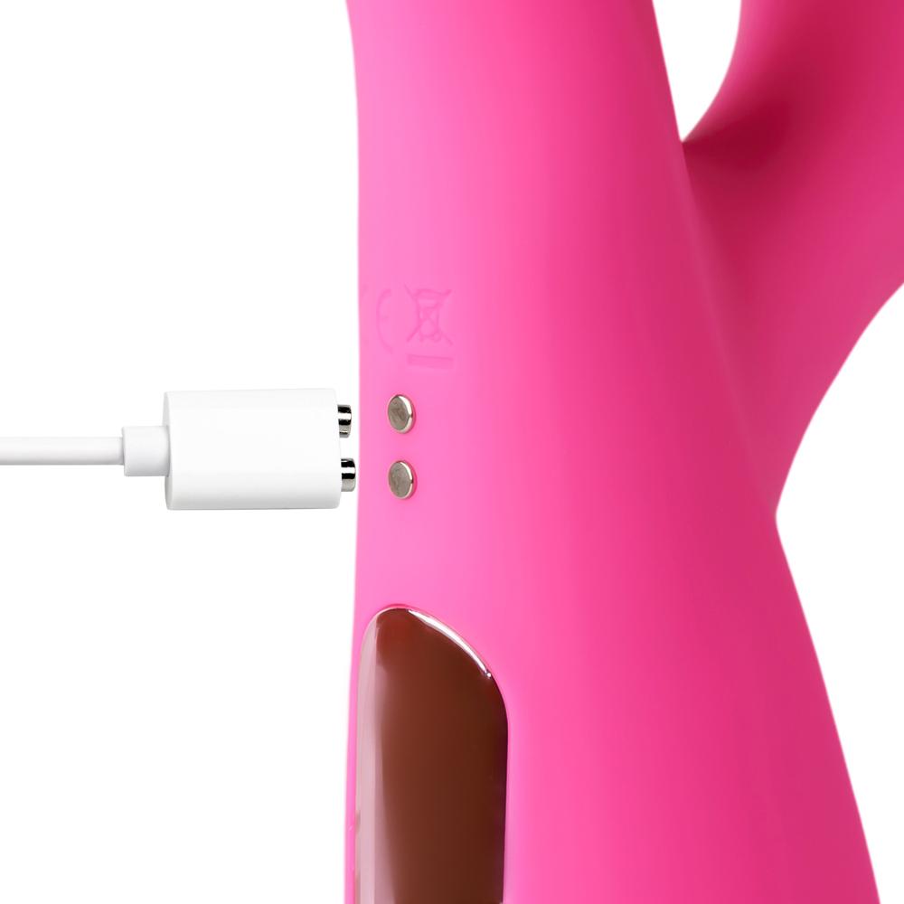 10-Speed Silicone Rabbit Vibrator with Tapping and Sucking Function