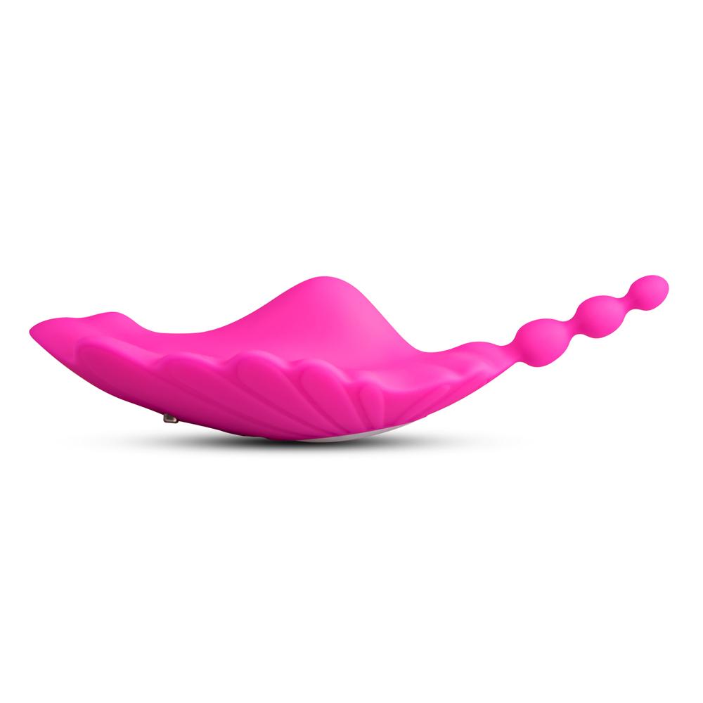 10 Speeds Magenta Color Remote Control Silicone Wearable Panty Vibrator with Beads