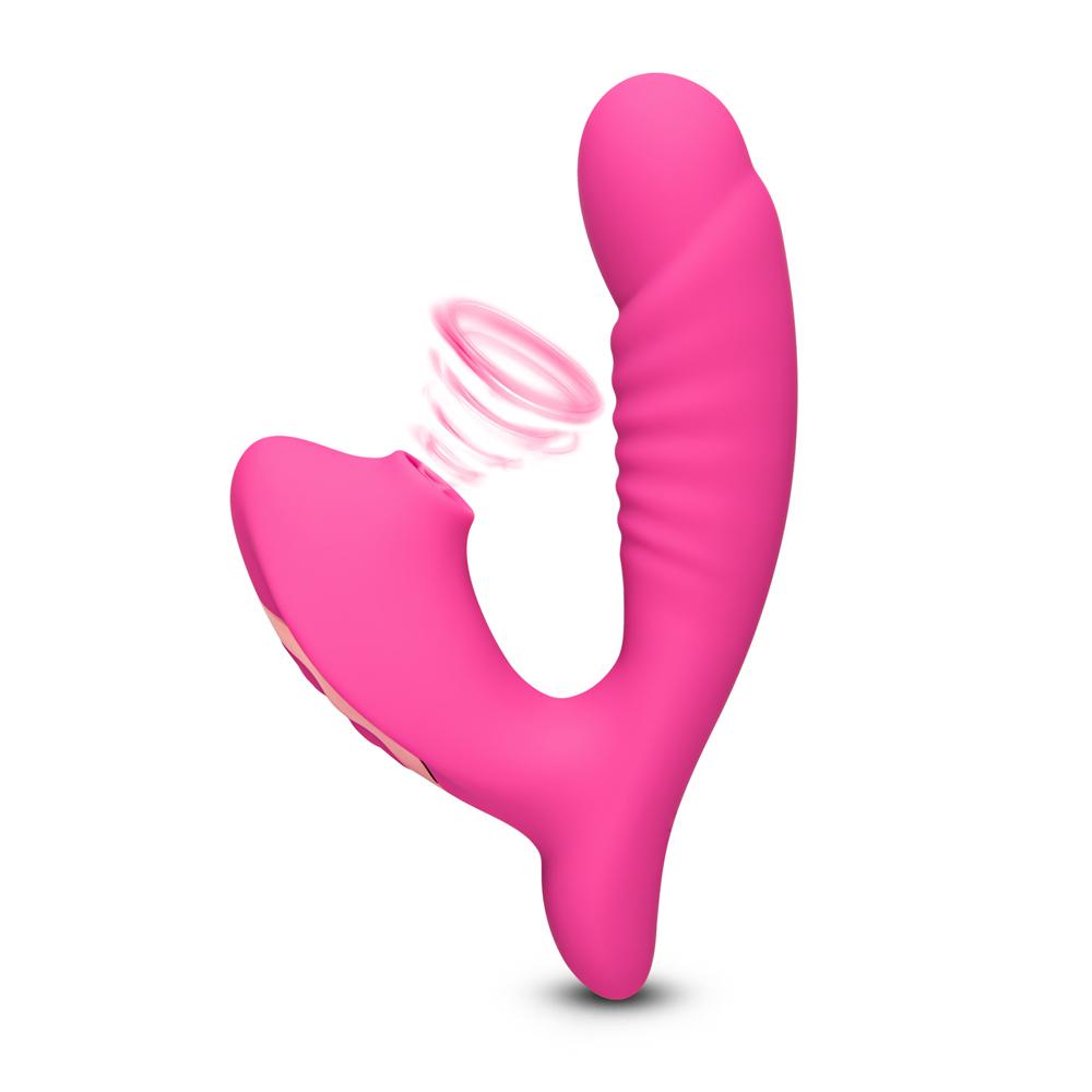 10 Speeds Pink Color Clitoral Sucking Stimulator with Penis Shape Vibrator