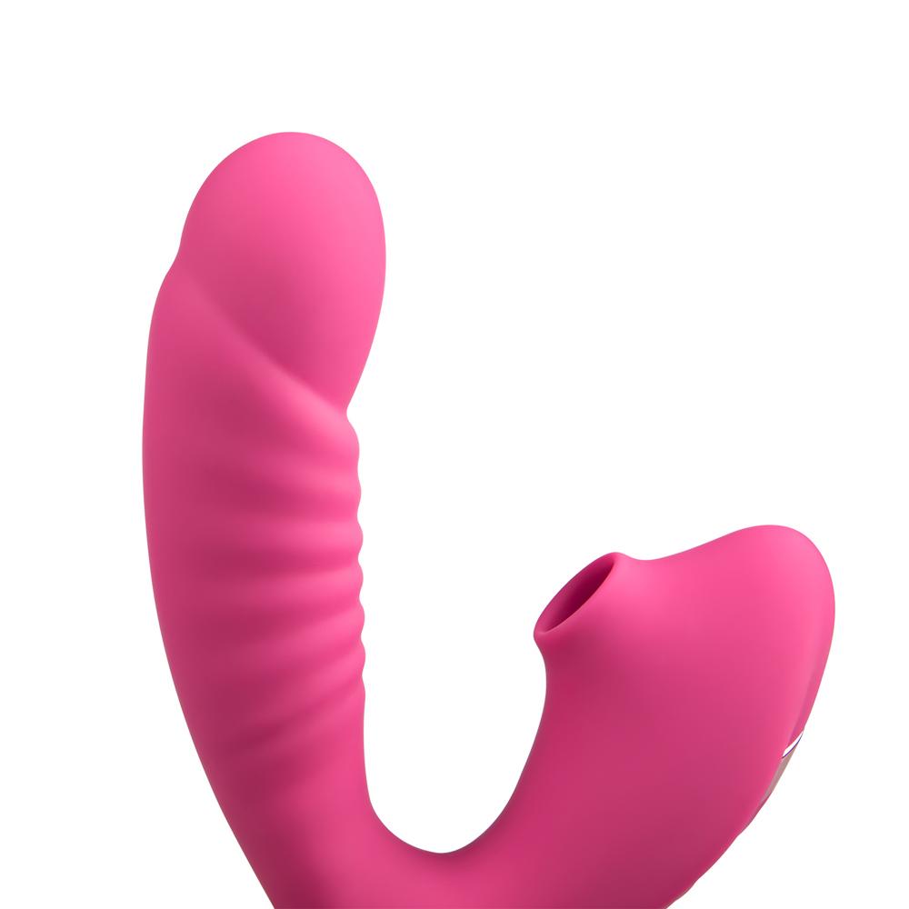 10 Speeds Pink Color Clitoral Sucking Stimulator with Penis Shape Vibrator