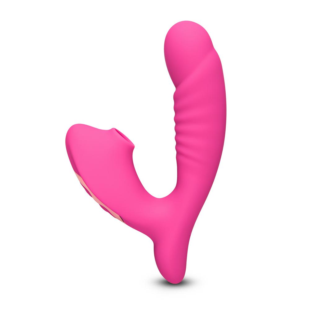 10 Speeds Pink Color Clitoral Sucking Stimulator with Penis Shape Vibrator