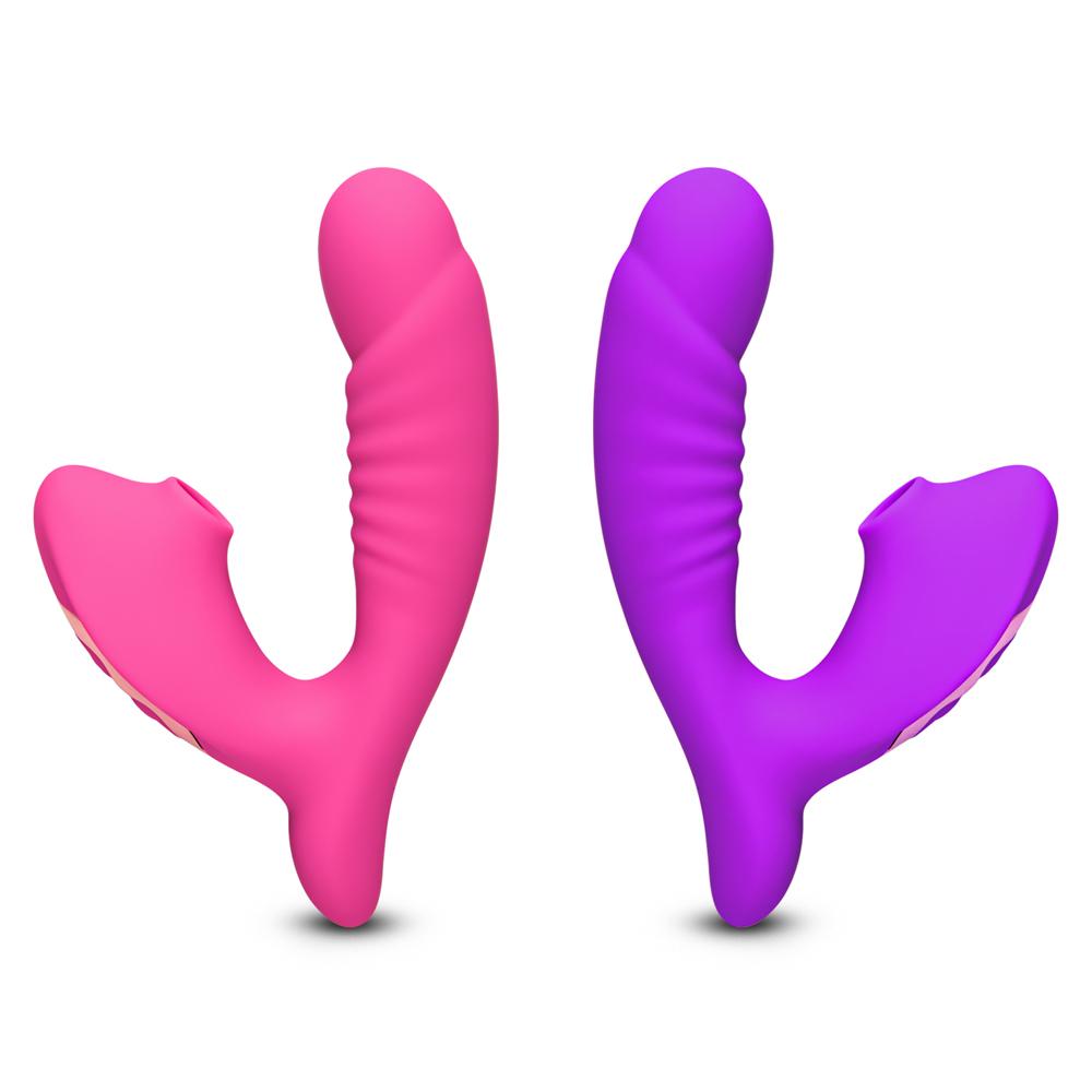 10 Speeds Pink Color Clitoral Sucking Stimulator with Penis Shape Vibrator