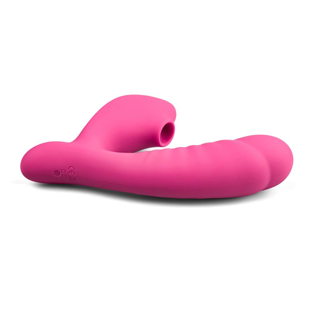 10 Speeds Pink Color Clitoral Sucking Stimulator with Penis Shape Vibrator