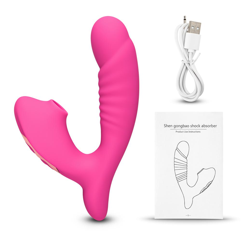 10 Speeds Pink Color Clitoral Sucking Stimulator with Penis Shape Vibrator