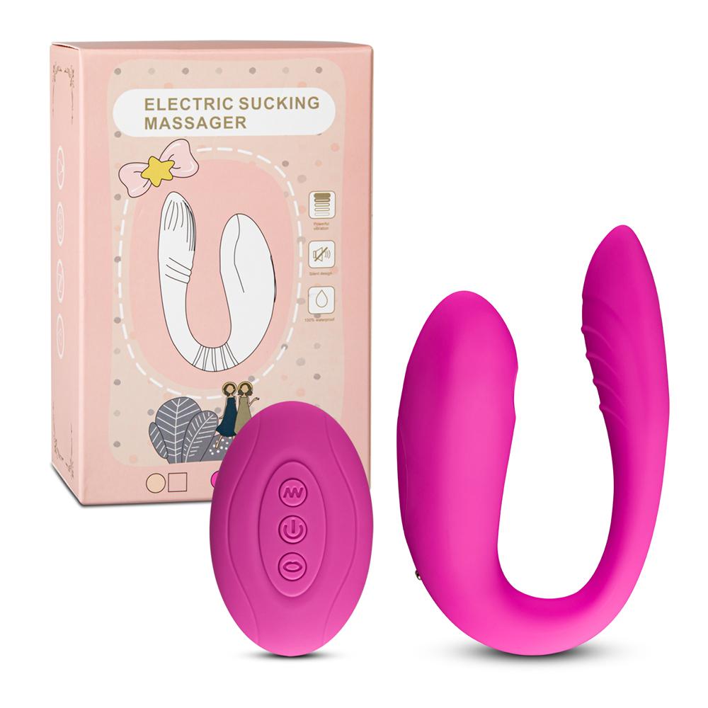 10 Speeds Pink Remote Control Rechargeable Clitoral and Couple Vibrator with Sucking Function