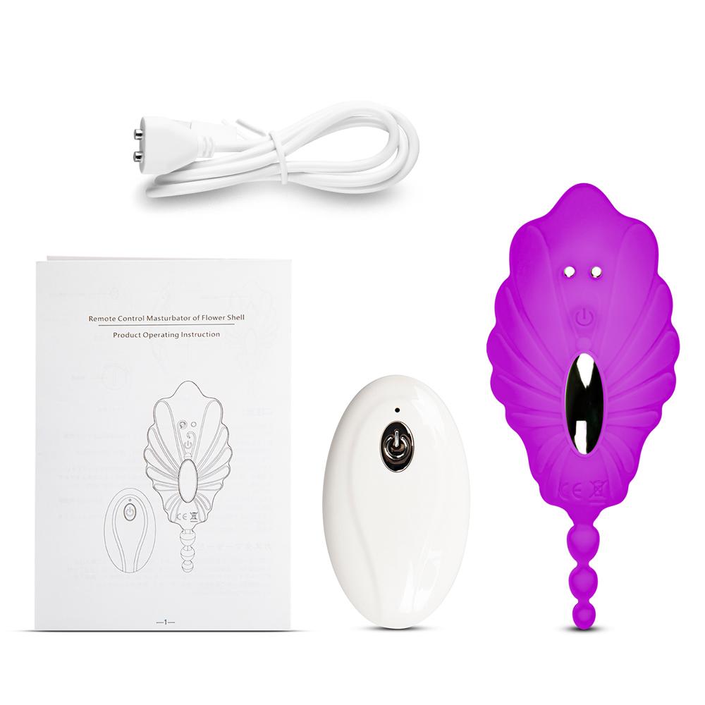 10 Speeds Purple Color Remote Control Silicone Wearable Panty Vibrator with Beads