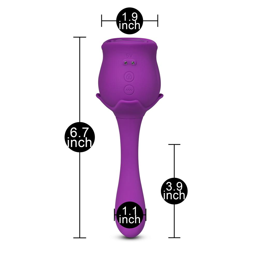 10 Speeds Purple Color Silicone Clitoral Sucking Rose with G-Spot Vibrator