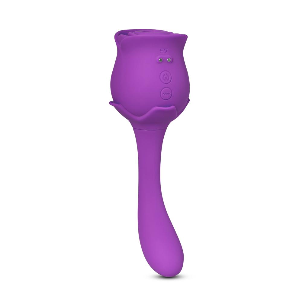 10 Speeds Purple Color Silicone Clitoral Sucking Rose with G-Spot Vibrator