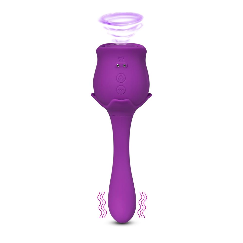 10 Speeds Purple Color Silicone Clitoral Sucking Rose with G-Spot Vibrator