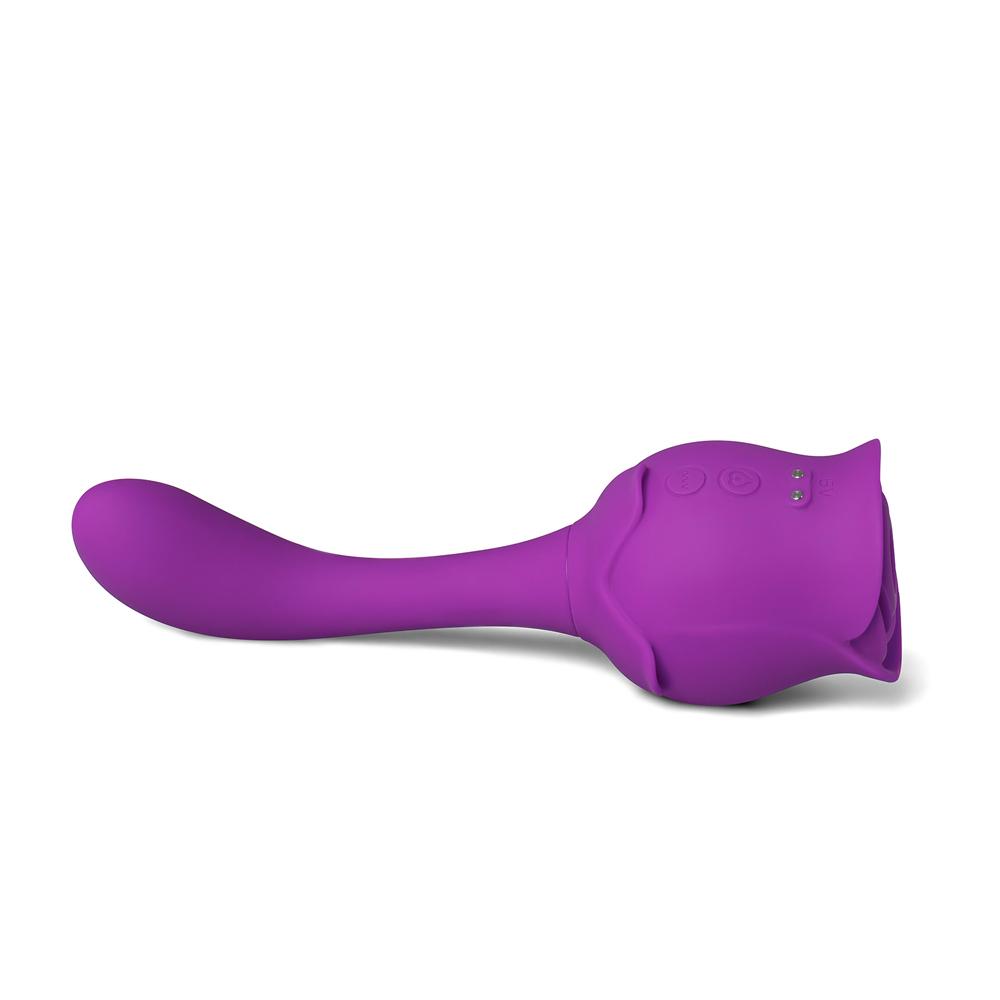 10 Speeds Purple Color Silicone Clitoral Sucking Rose with G-Spot Vibrator