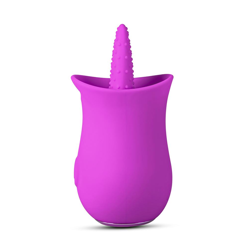 10 Speeds Purple Color Silicone Flower Shape Vibrator with Tongue