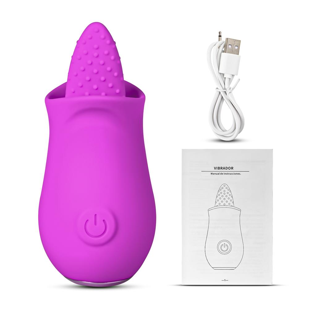 10 Speeds Purple Color Silicone Flower Shape Vibrator with Tongue