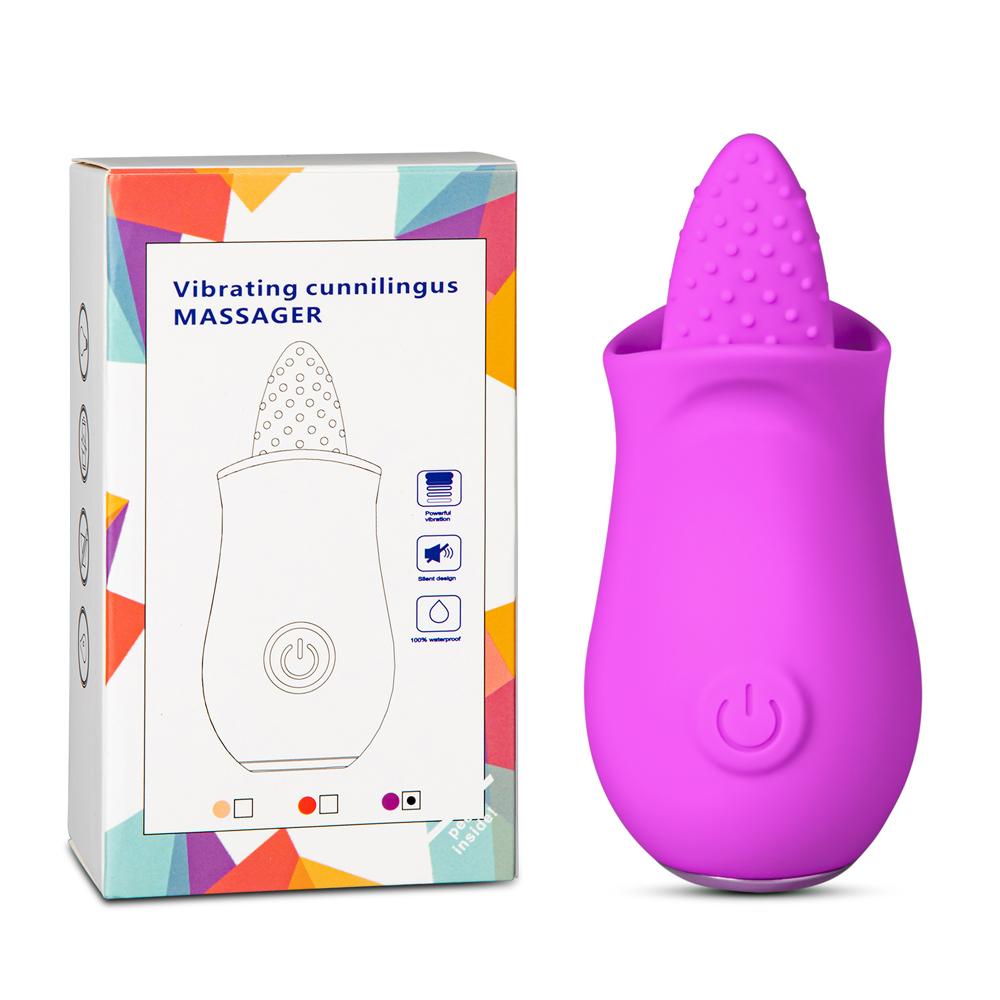 10 Speeds Purple Color Silicone Flower Shape Vibrator with Tongue