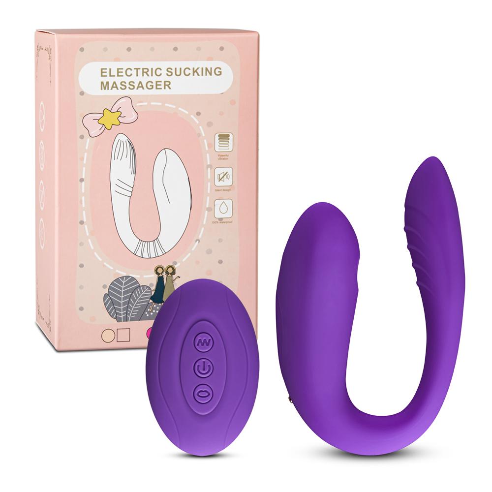 10 Speeds Purple Remote Control Rechargeable Clitoral and Couple Vibrator with Sucking Function