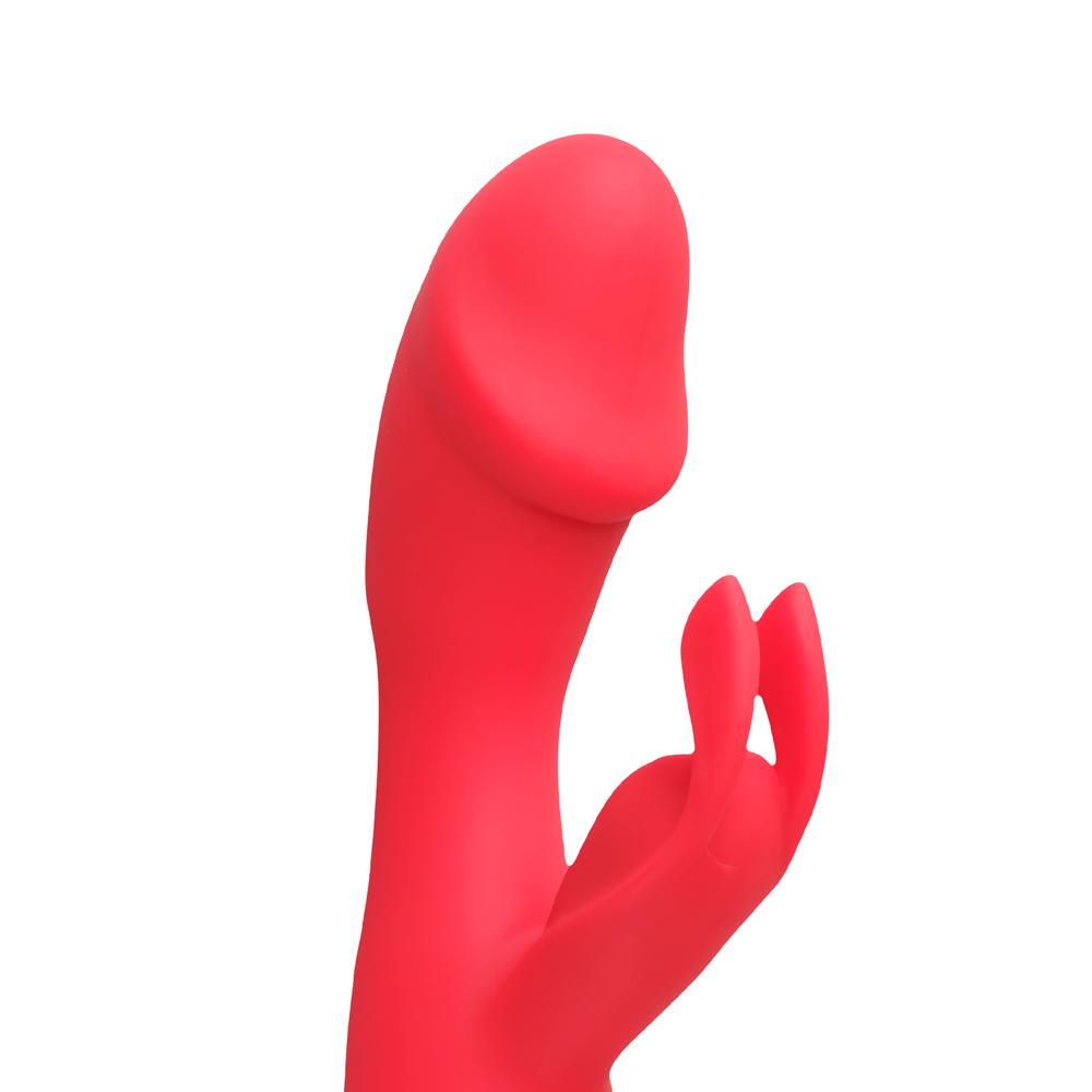 10 Speeds Red Color Rechargeable Silicone Rabbit Vibrator