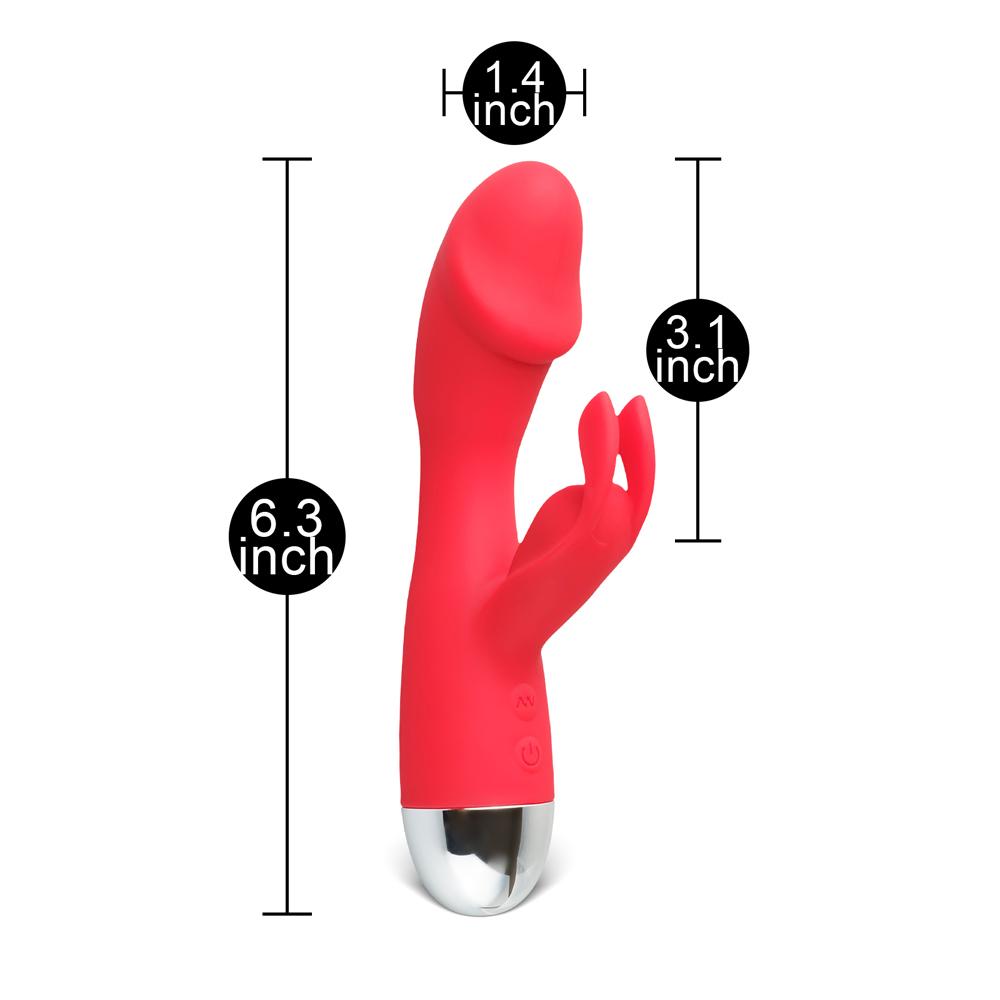 10 Speeds Red Color Rechargeable Silicone Rabbit Vibrator