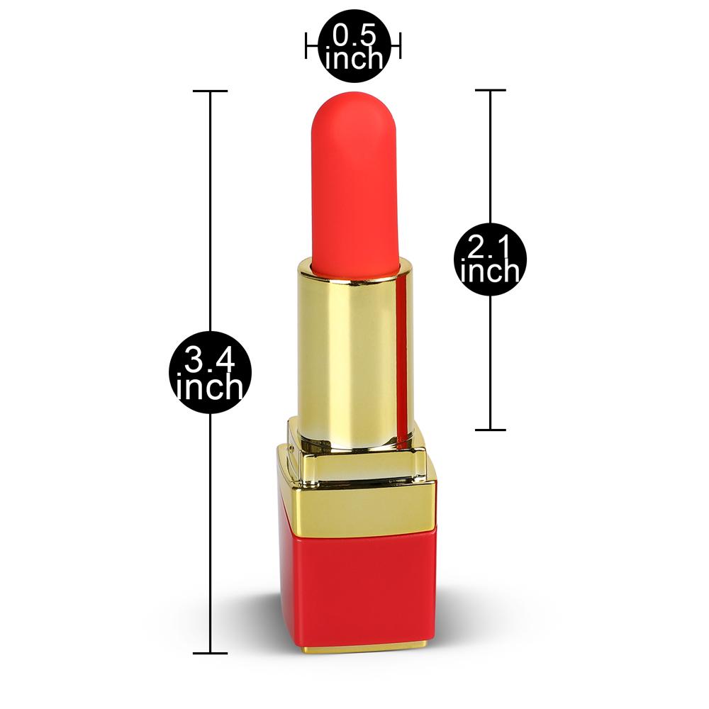 10 Speeds Red Color Rechargeable Silicone Vibrating Lipstick