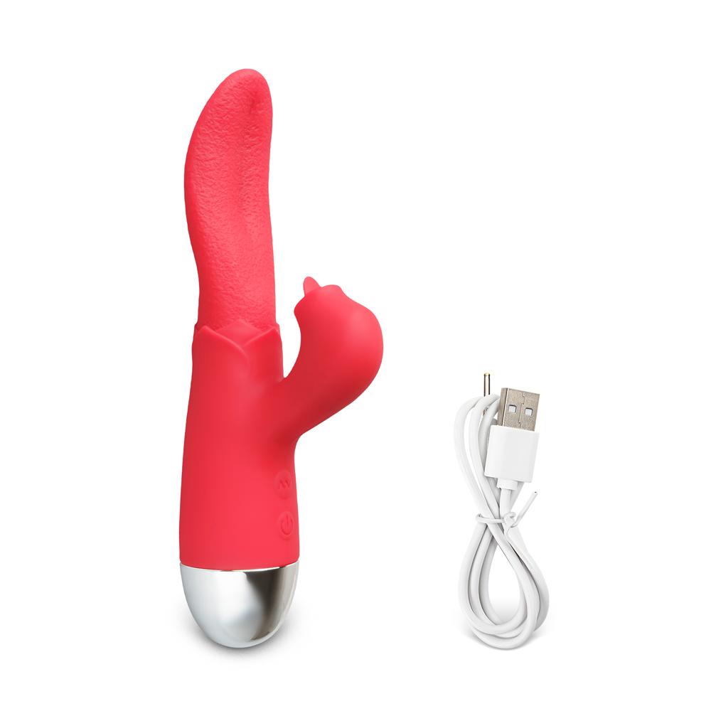 10 Speeds Red Color Rechargeable Silicone Vibrating Tongue