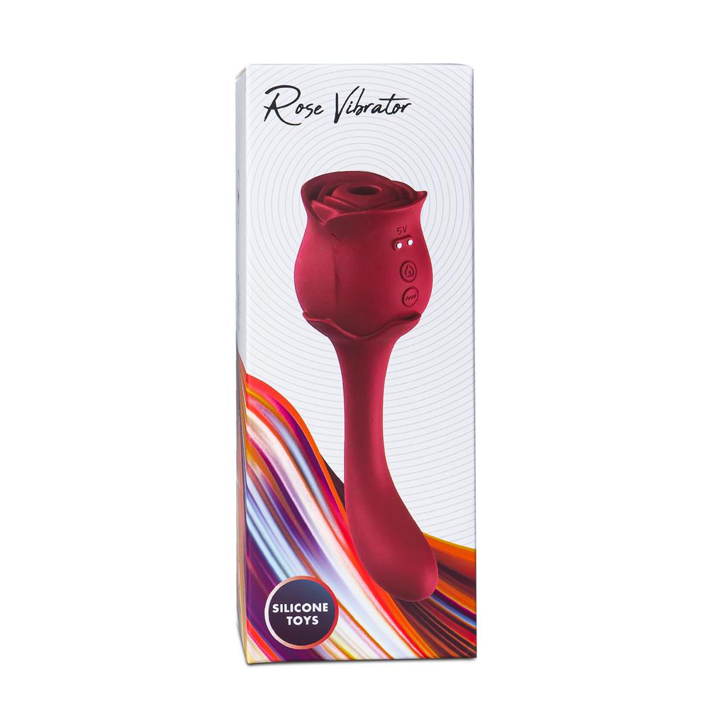 10 Speeds Red Color Silicone Clitoral Sucking Rose with G-Spot Vibrator