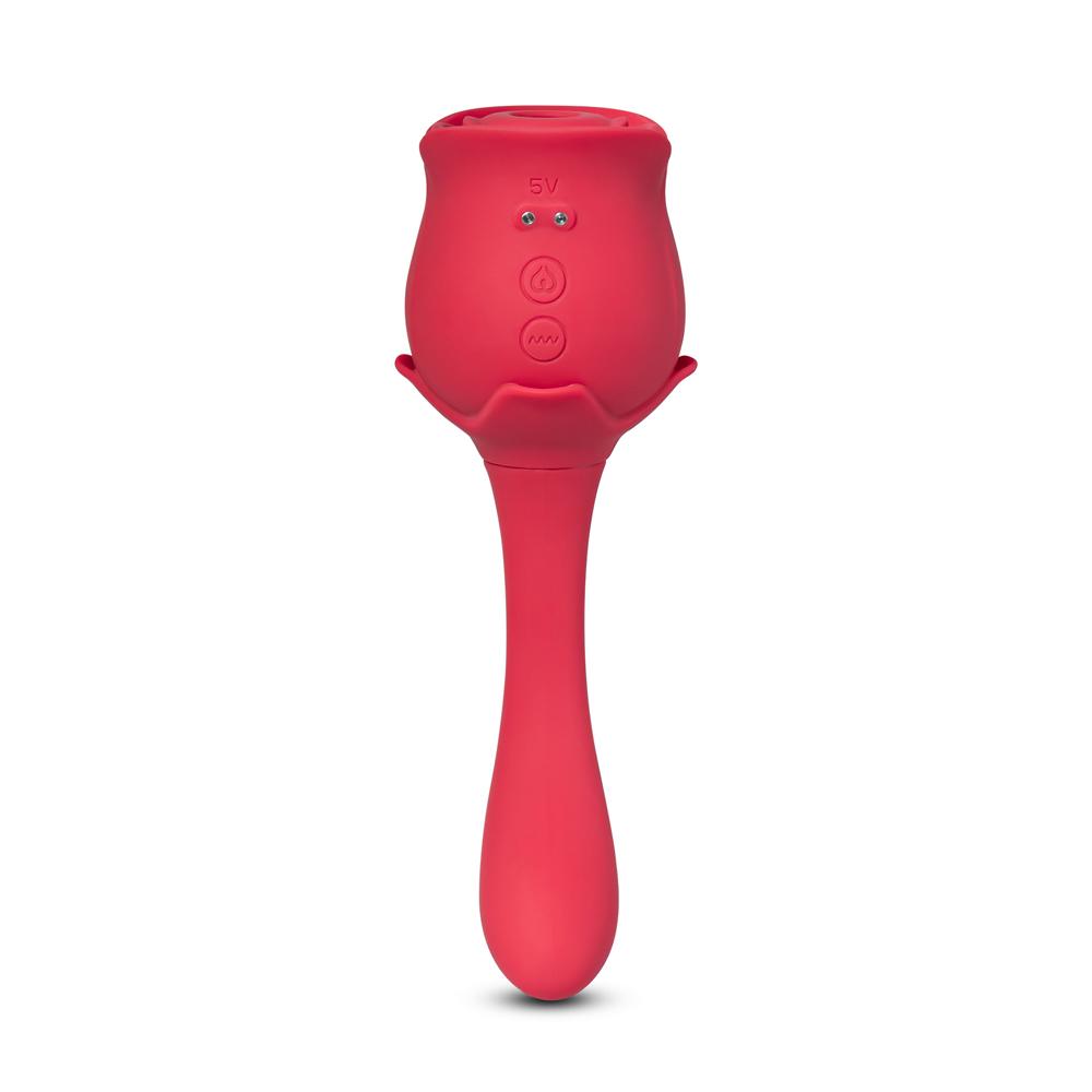 10 Speeds Red Color Silicone Clitoral Sucking Rose with G-Spot Vibrator