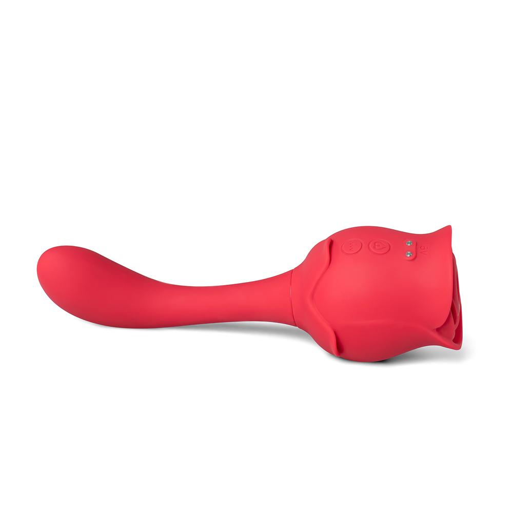 10 Speeds Red Color Silicone Clitoral Sucking Rose with G-Spot Vibrator