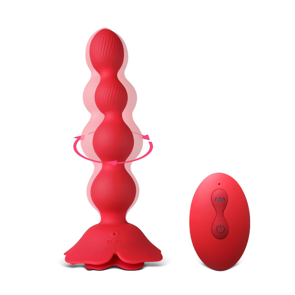 10 Speeds Red Color Silicone Vibrating and Rotating Anal Beads