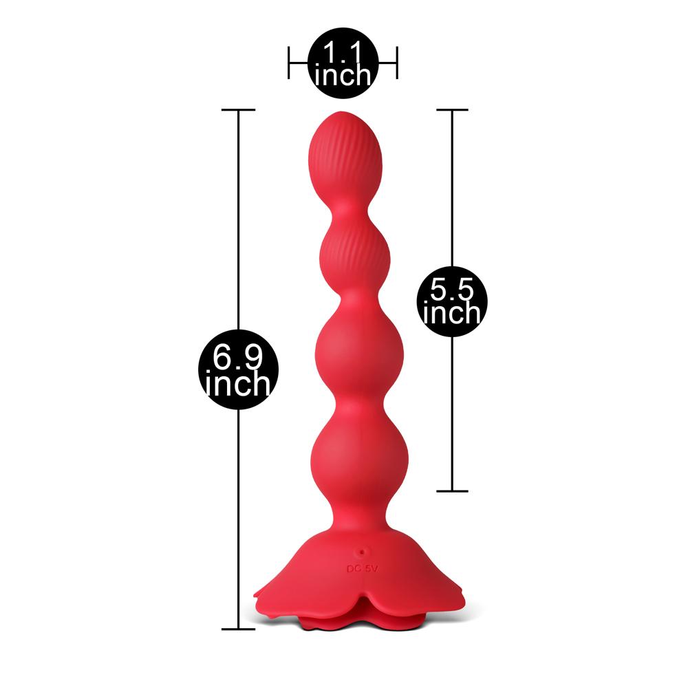 10 Speeds Red Color Silicone Vibrating and Rotating Anal Beads