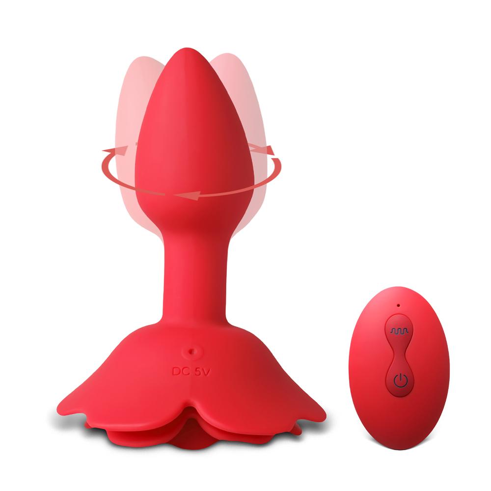 10 Speeds Red Color Silicone Vibrating and Rotating Anal Plug