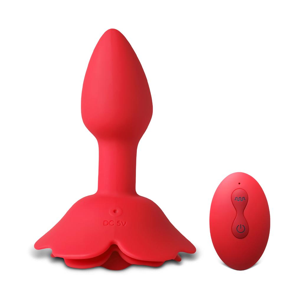 10 Speeds Red Color Silicone Vibrating and Rotating Anal Plug