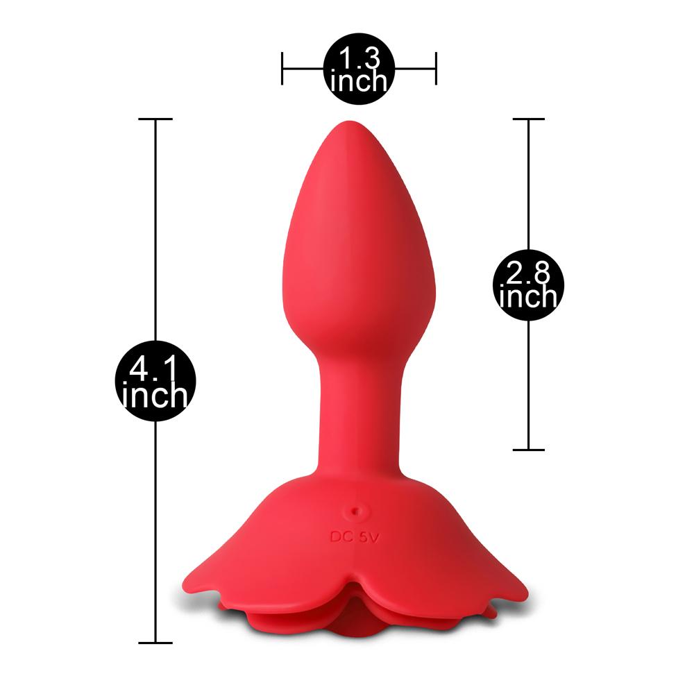 10 Speeds Red Color Silicone Vibrating and Rotating Anal Plug