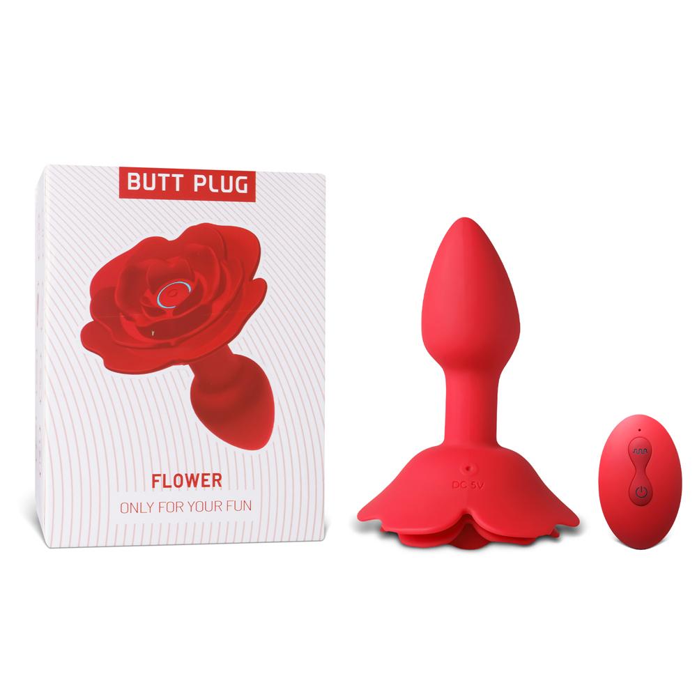 10 Speeds Red Color Silicone Vibrating and Rotating Anal Plug